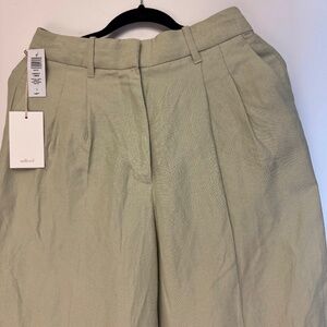 Aritzia sage green wide leg linen Pants